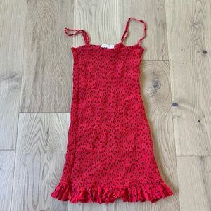 Billabong - Red/black Polka dot Smocked dress - Size S